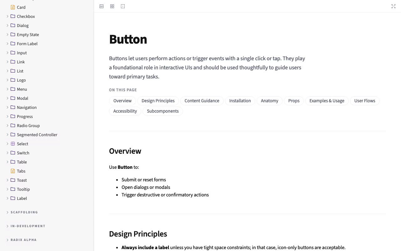 Components documented in Storybook